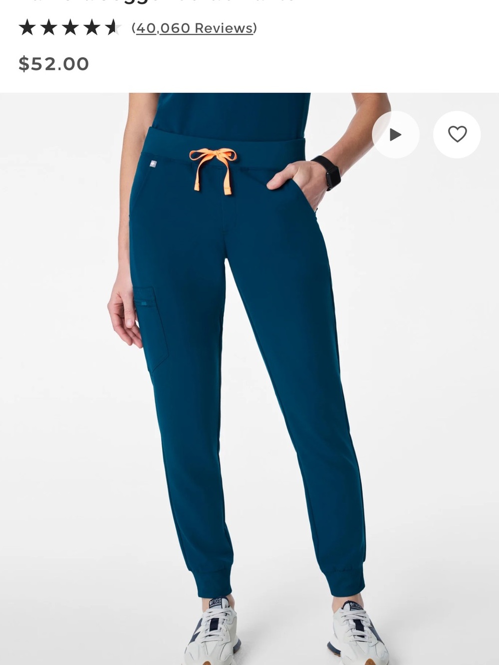 Figs Women's Teal Track Joggers with Orange Drawstring